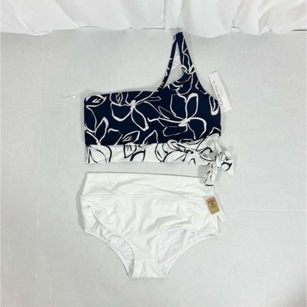 La Blanca NWT Sz 16W Moonlit One Shoulder Top & Pink SzXL White High Rise Bottom